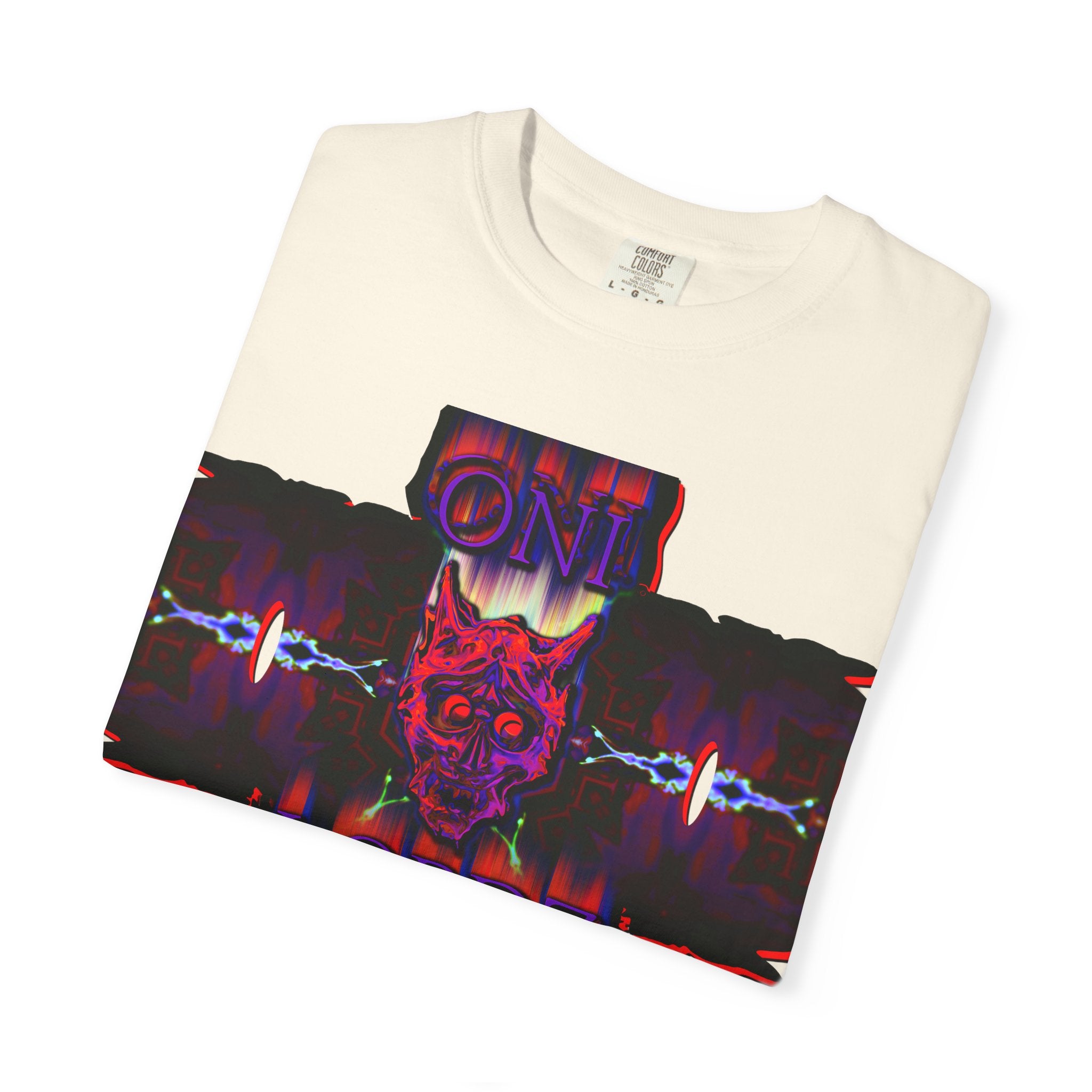 Oni Lordz (Team) Graphic T-Shirt — Psychedelic Demon Cross Design