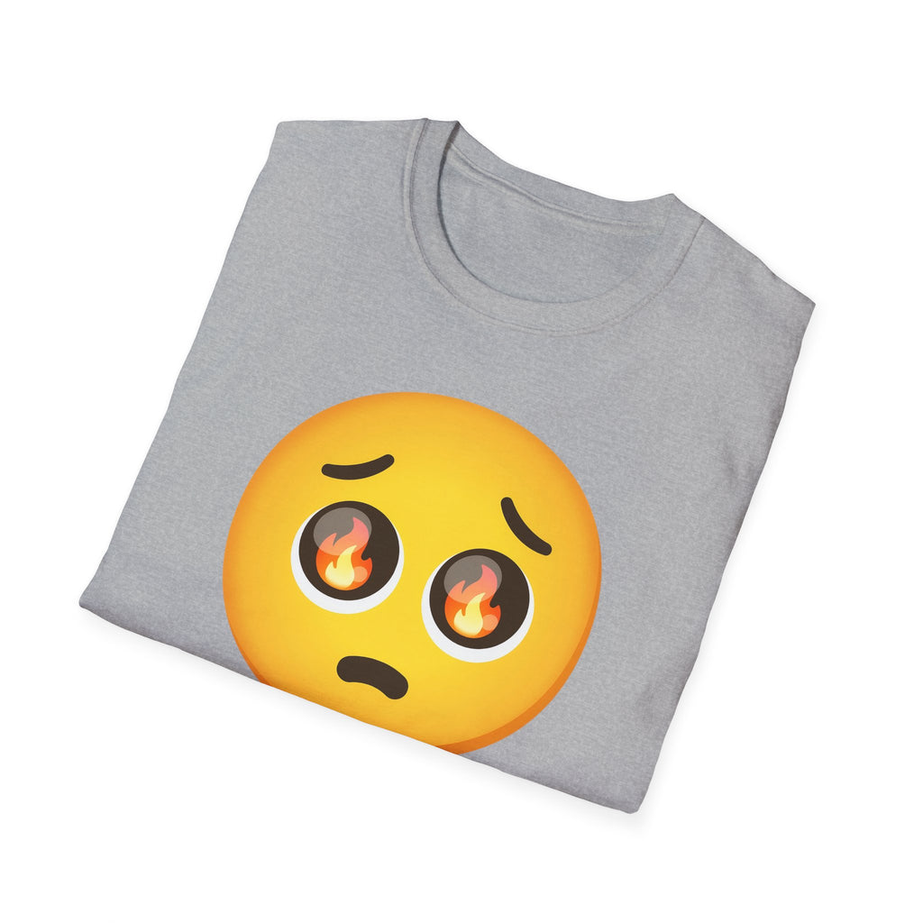 Flame-Eyes Pleading Emoji T-Shirt — Cute Fire Emoji Graphic Tee