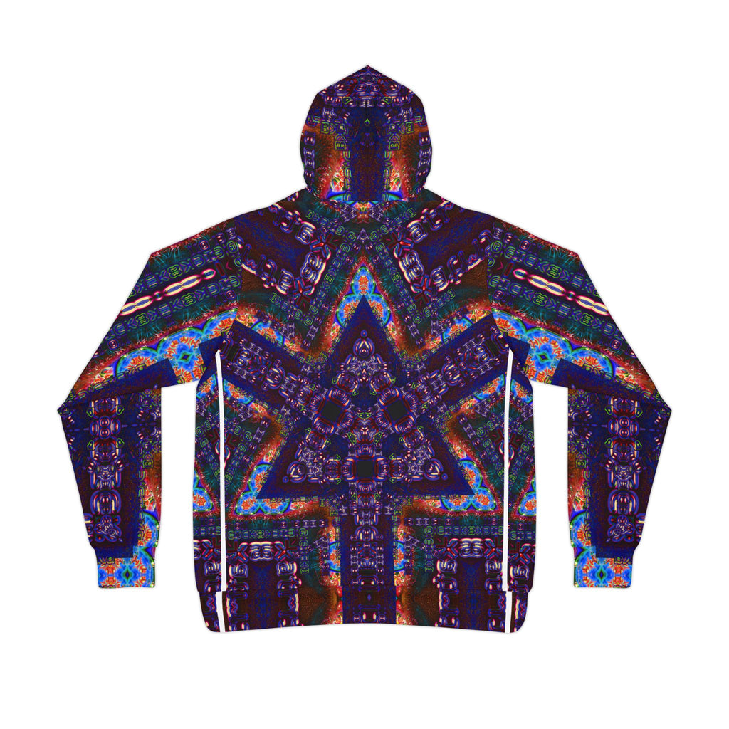 Telekatron Language Athletic Hoodie — Vibrant Geometric All-Over Print