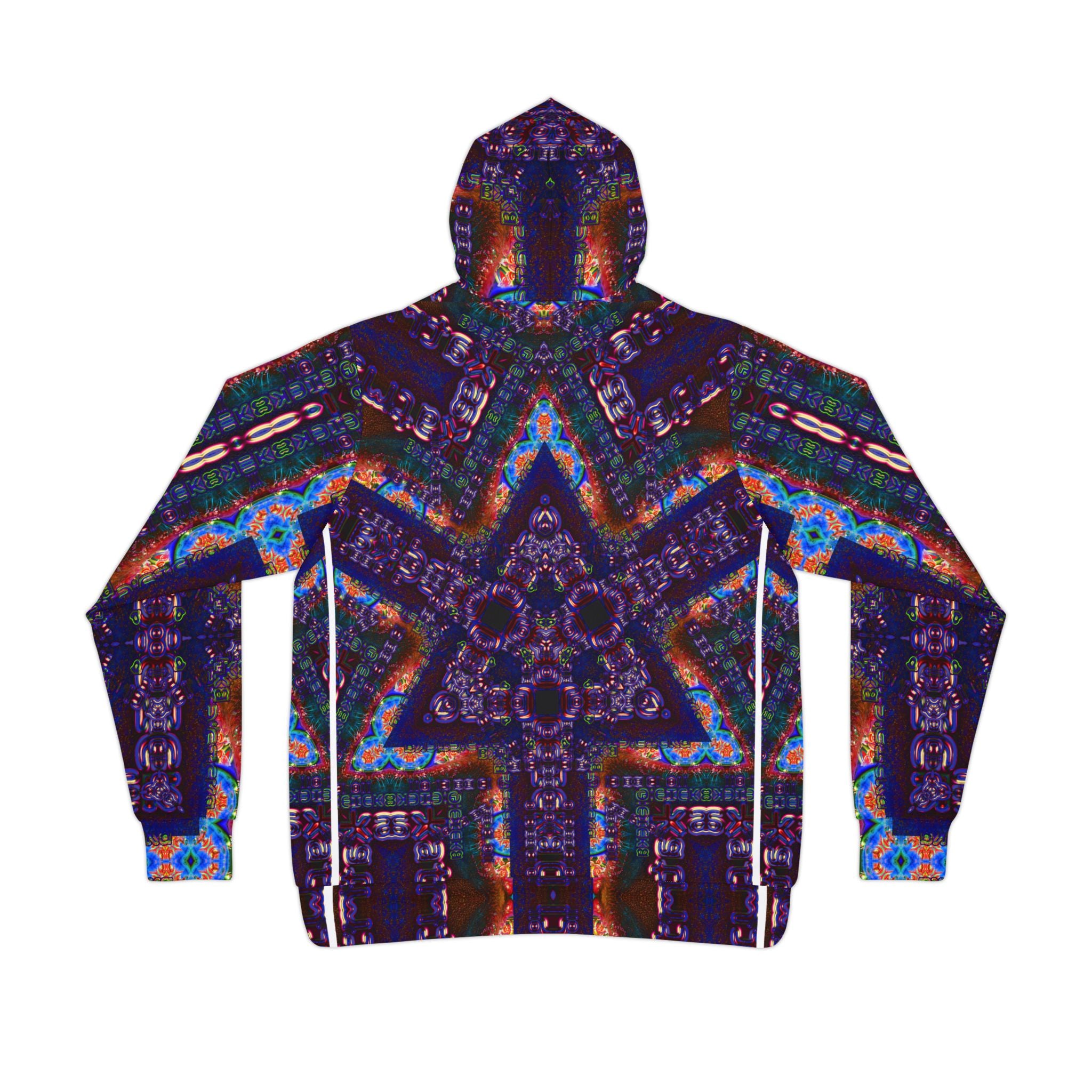 Telekatron Language Athletic Hoodie — Vibrant Geometric All-Over Print