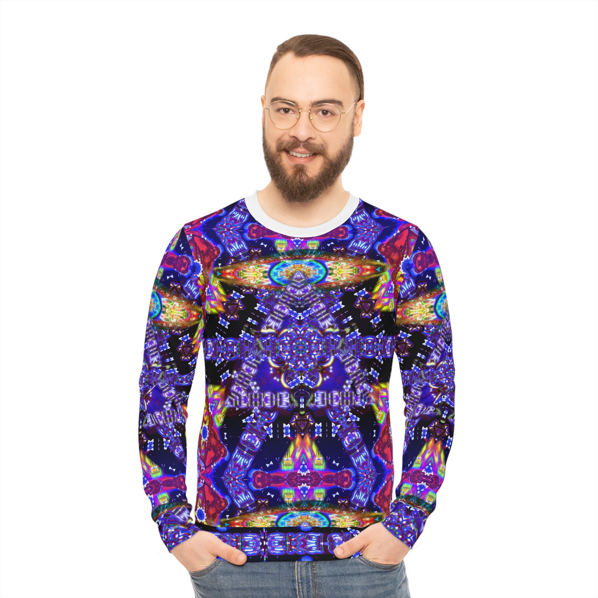 Cybersoul Eye Language — Vibrant All-Over-Print Lightweight Crewneck