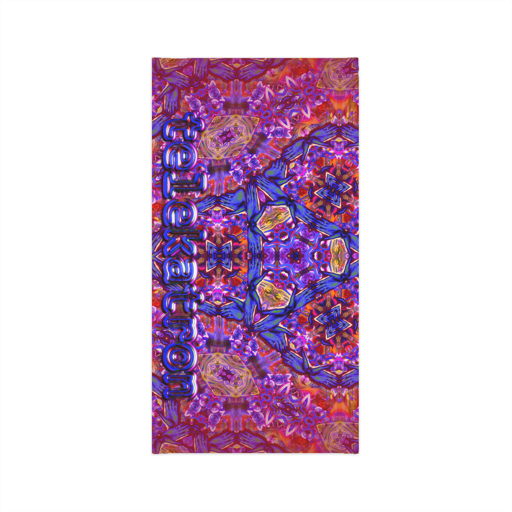 Teleheart Psychedelic Kaleidoscope Neck Gaiter — Vibrant Purple Geo Pattern
