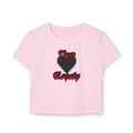 Women's Baby Tee — Black Heart 'Deadly Sympathy' Graphic Crop Top