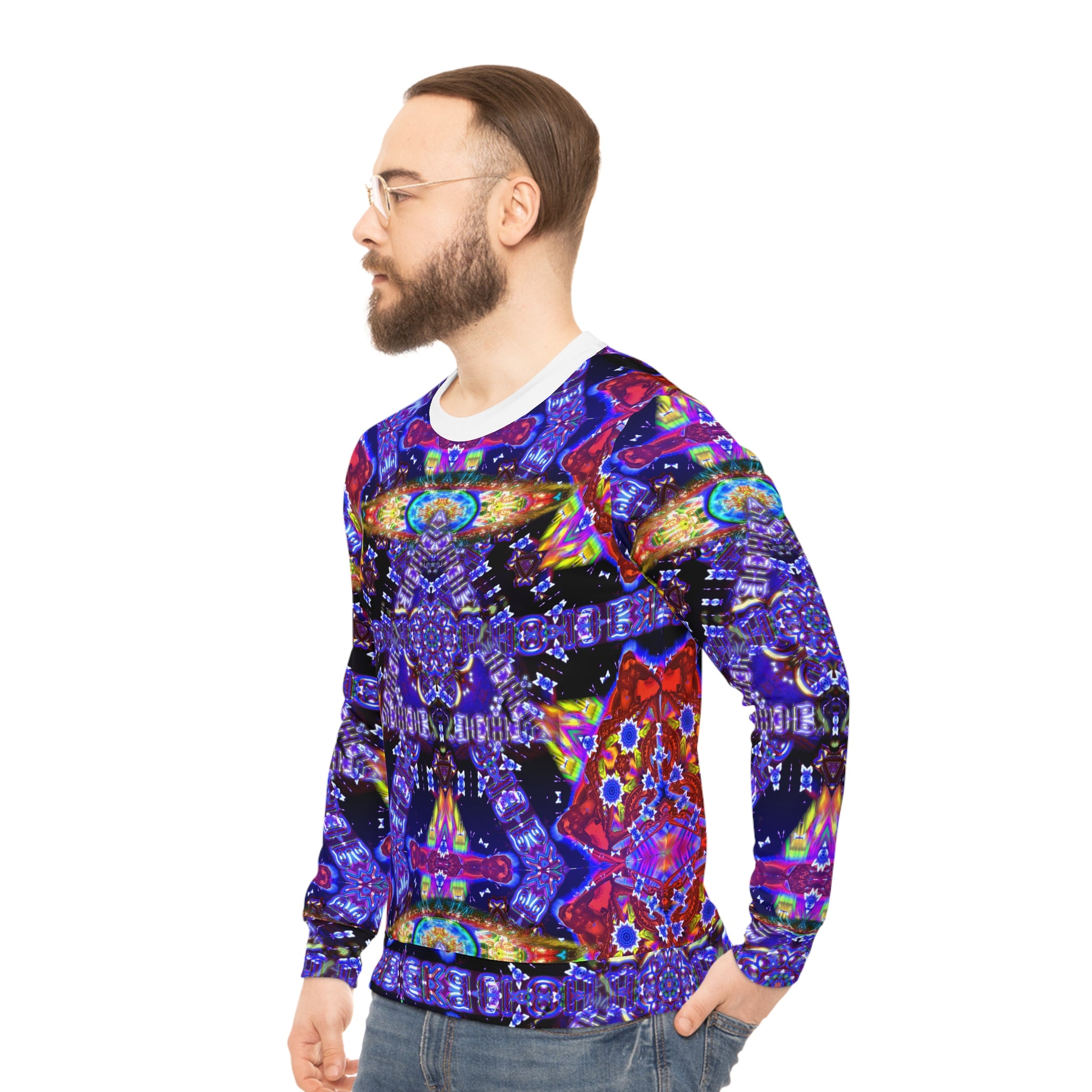 Cybersoul Eye Language — Vibrant All-Over-Print Lightweight Crewneck