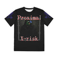 Proximal X-risk Graphic Tee — Cyberpunk Hooded Figure & Red Grid Tech Print
