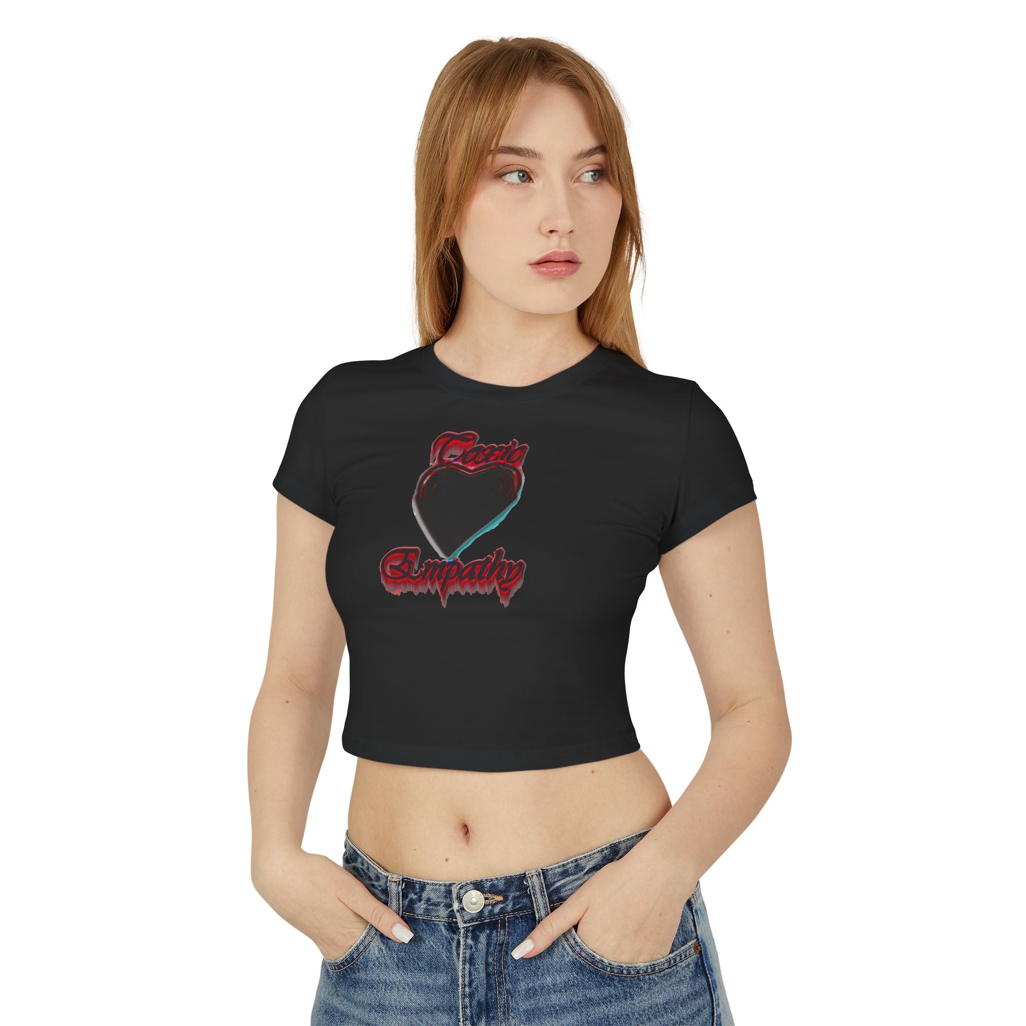 Women's Baby Tee — Black Heart 'Deadly Sympathy' Graphic Crop Top