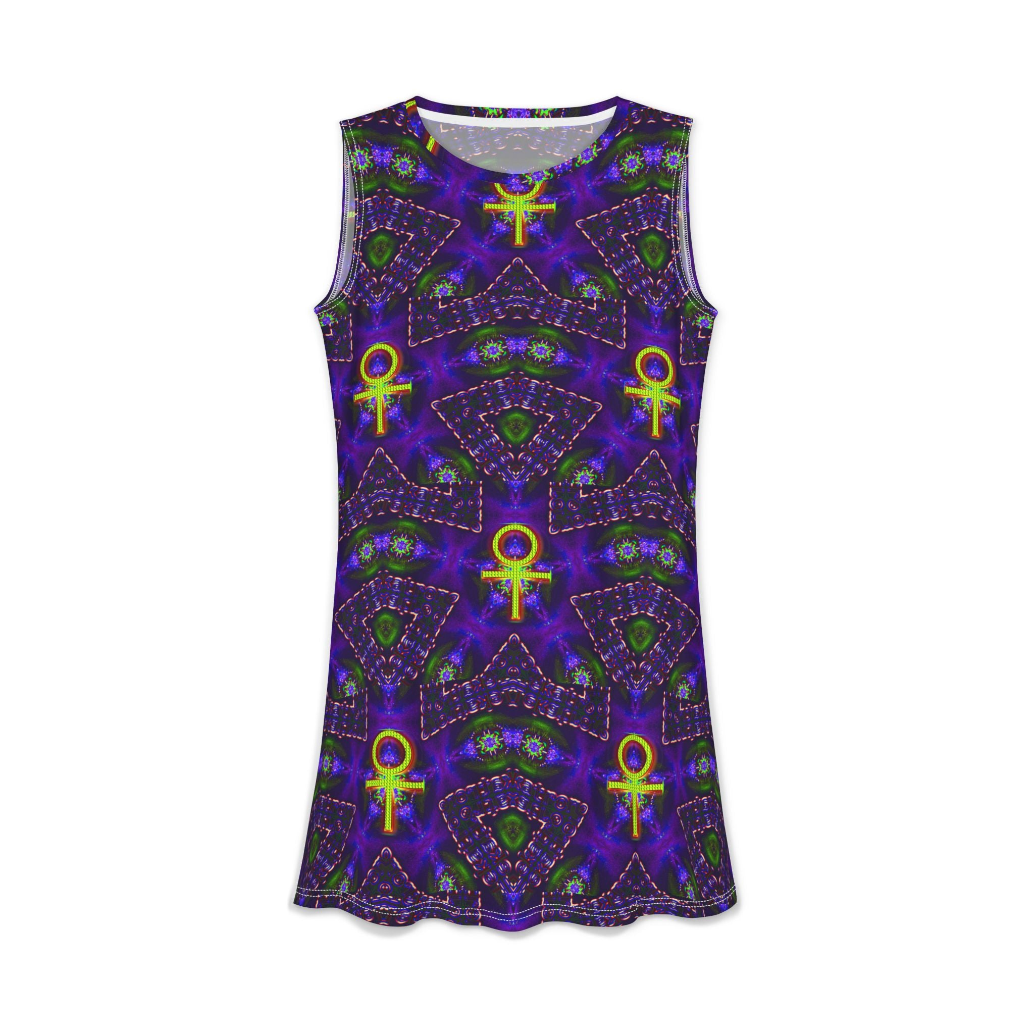 Telekatron Venus Mystic Ankh Casual Dress — Psychedelic Purple Spiritual Symbol