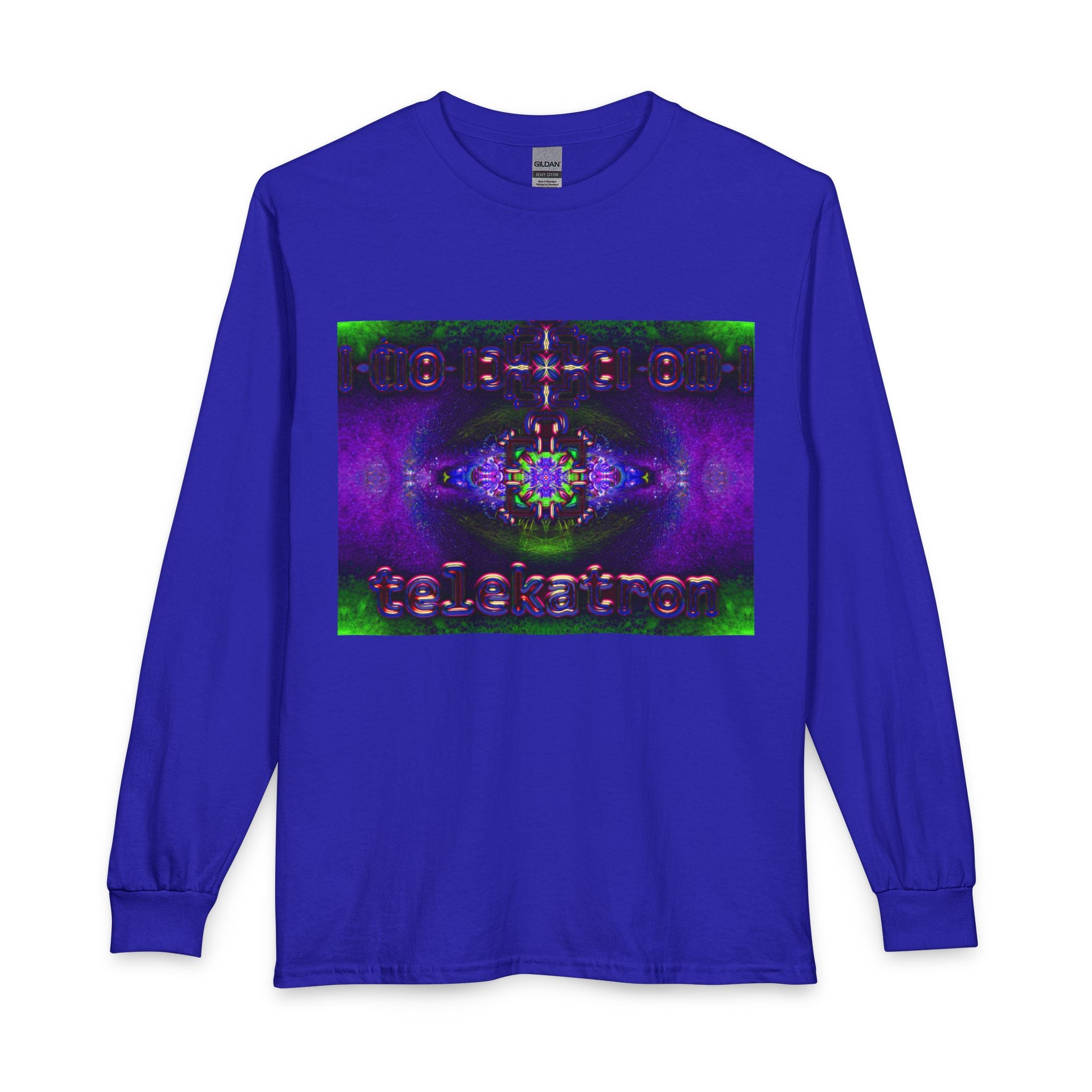 Cybersoul Eye Telekatron Long Sleeve Tee — Neon Purple Green Abstract Graphic