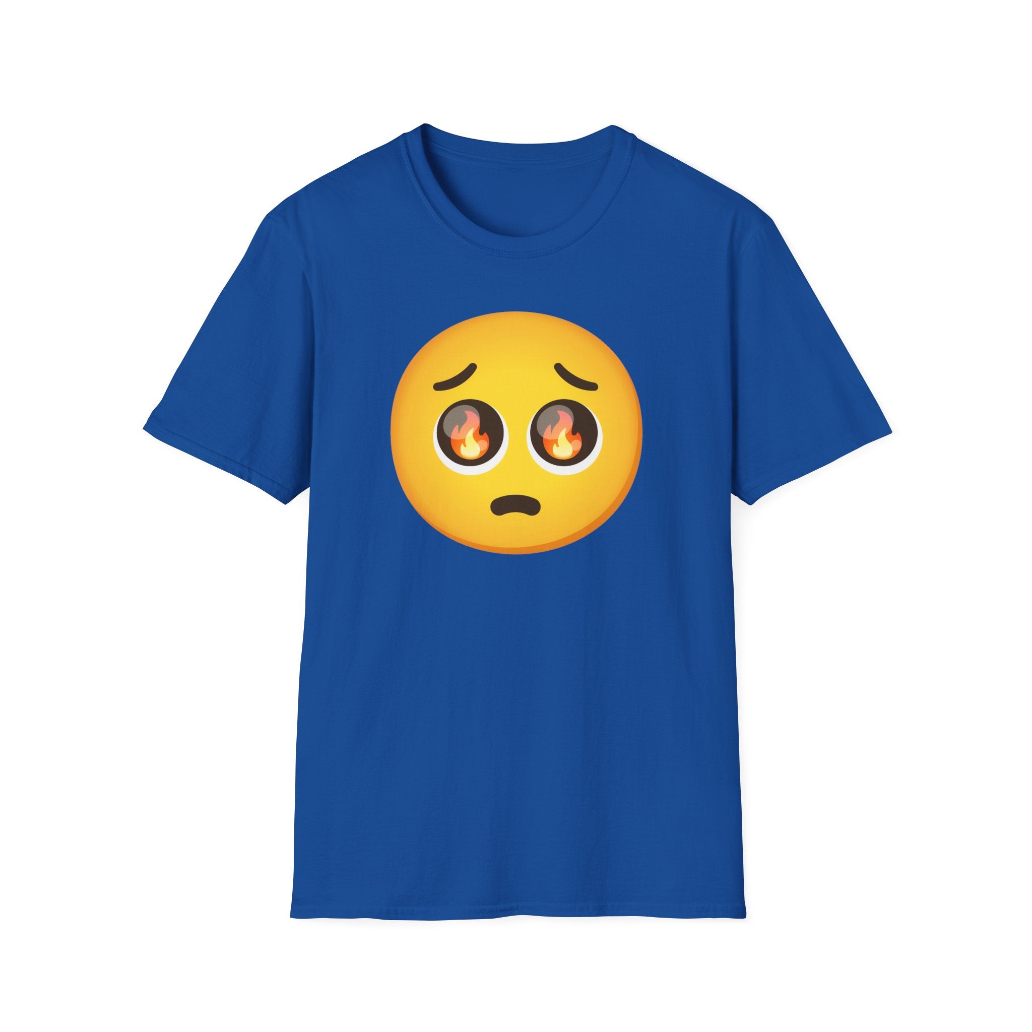 Flame-Eyes Pleading Emoji T-Shirt — Cute Fire Emoji Graphic Tee