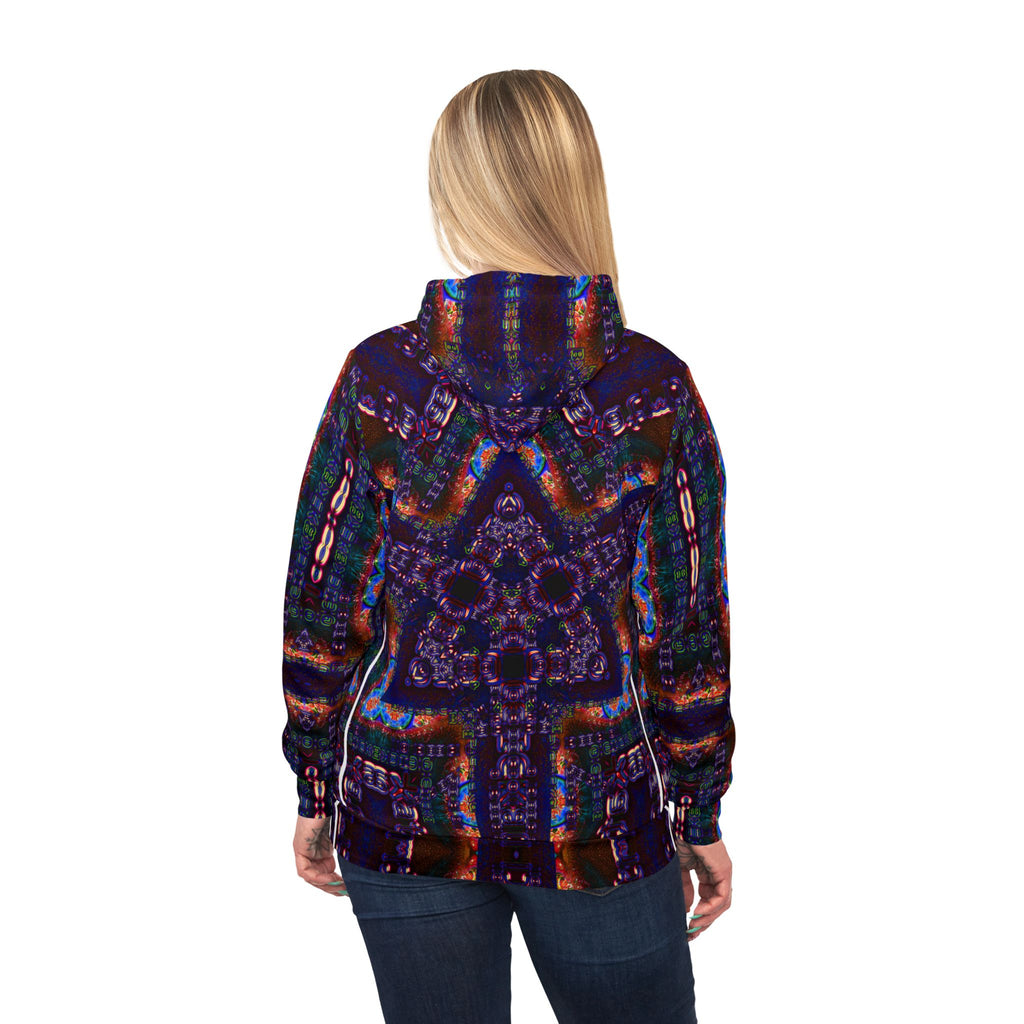 Telekatron Language Athletic Hoodie — Vibrant Geometric All-Over Print