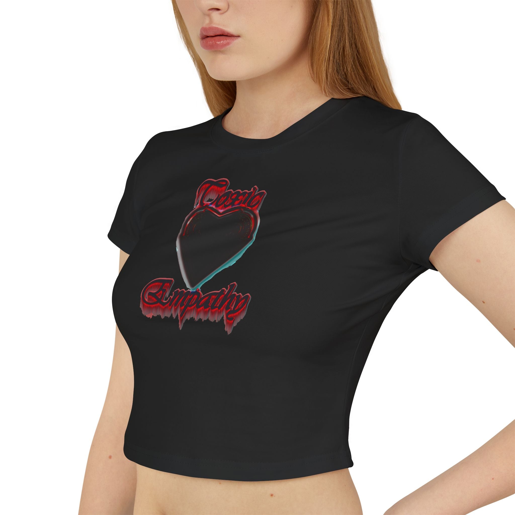 Women's Baby Tee — Black Heart 'Deadly Sympathy' Graphic Crop Top