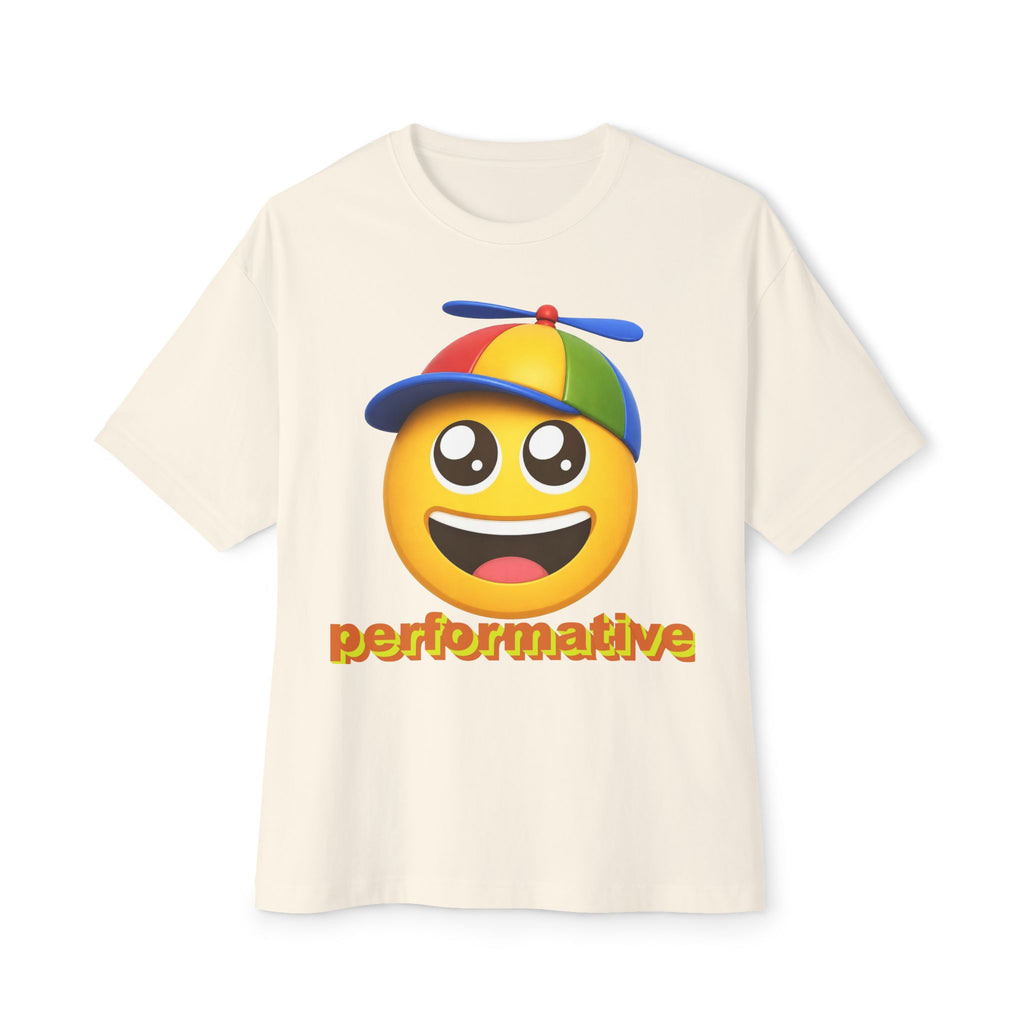Performative Emoji Tee — Playful Propeller Hat Graphic T-Shirt