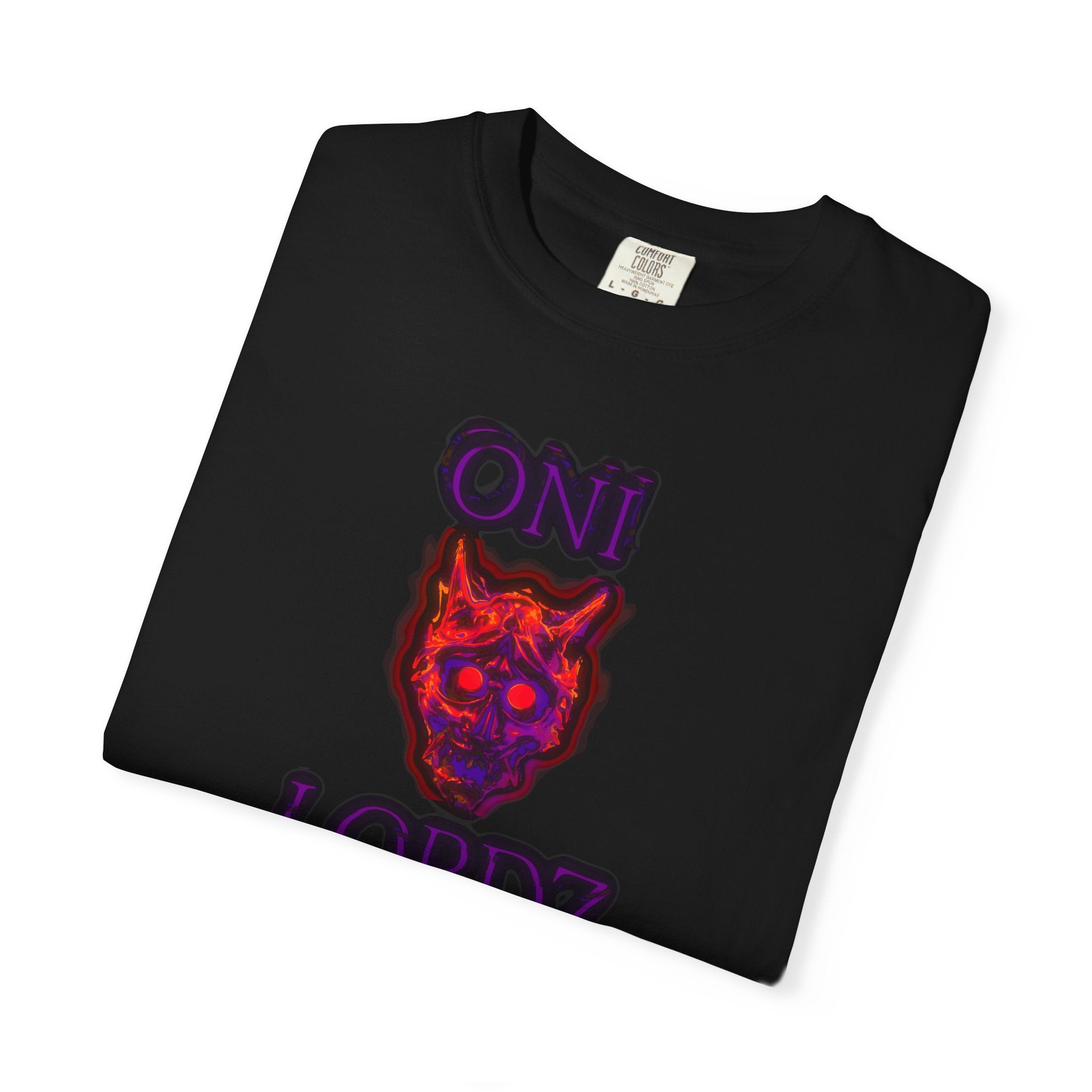 Oni Lordz Graphic T-Shirt (Simple)— Neon Demon Mask Tee