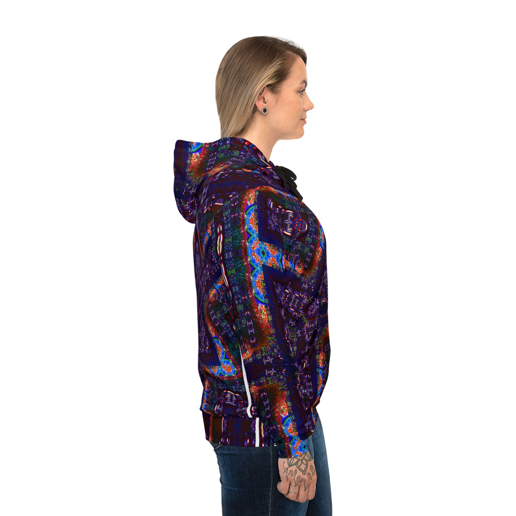 Telekatron Language Athletic Hoodie — Vibrant Geometric All-Over Print
