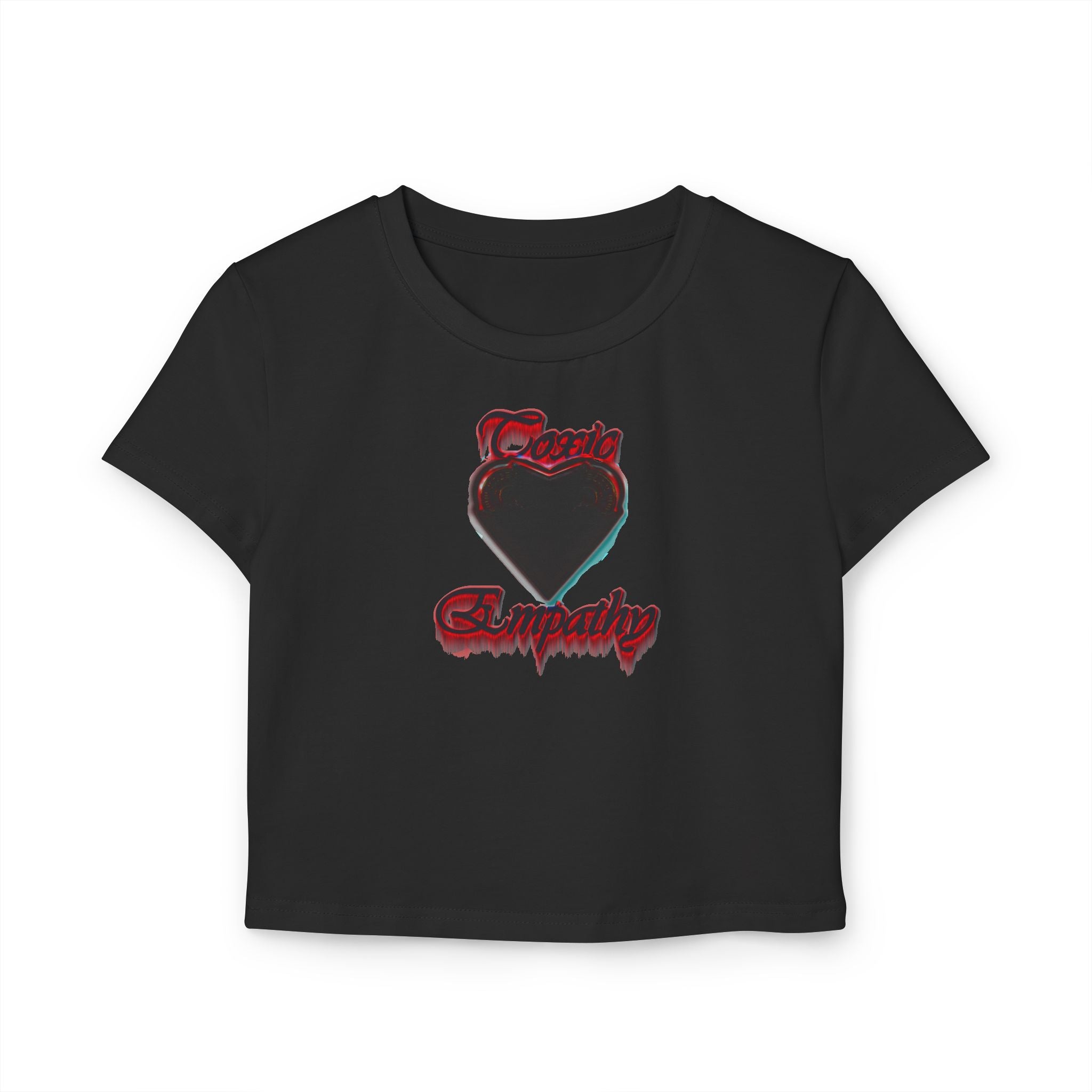Women's Baby Tee — Black Heart 'Deadly Sympathy' Graphic Crop Top