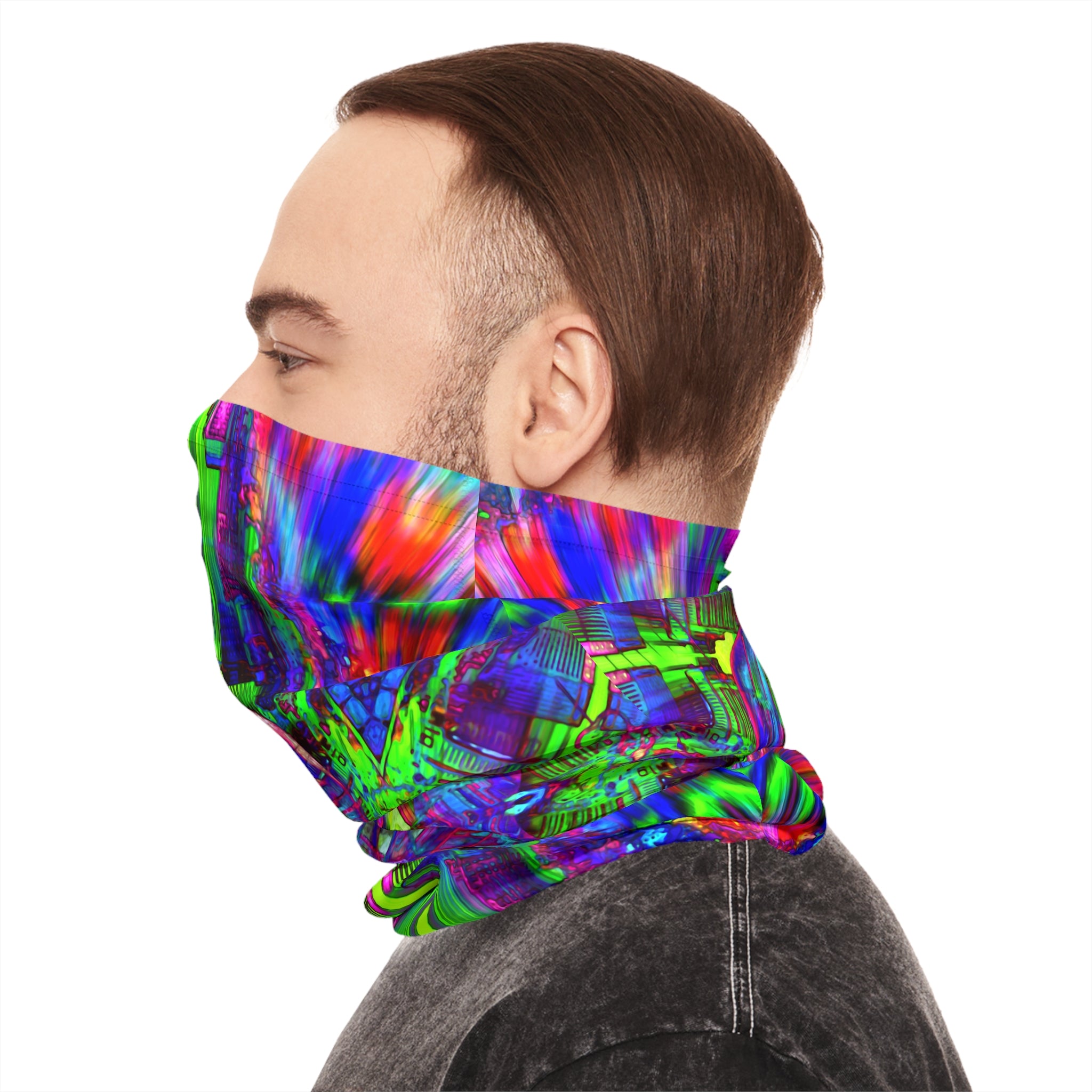O.G. Phoenix (AZ) Heart Psychedelic Buddha Neck Gaiter - Neon Trippy Face Mask Scarf