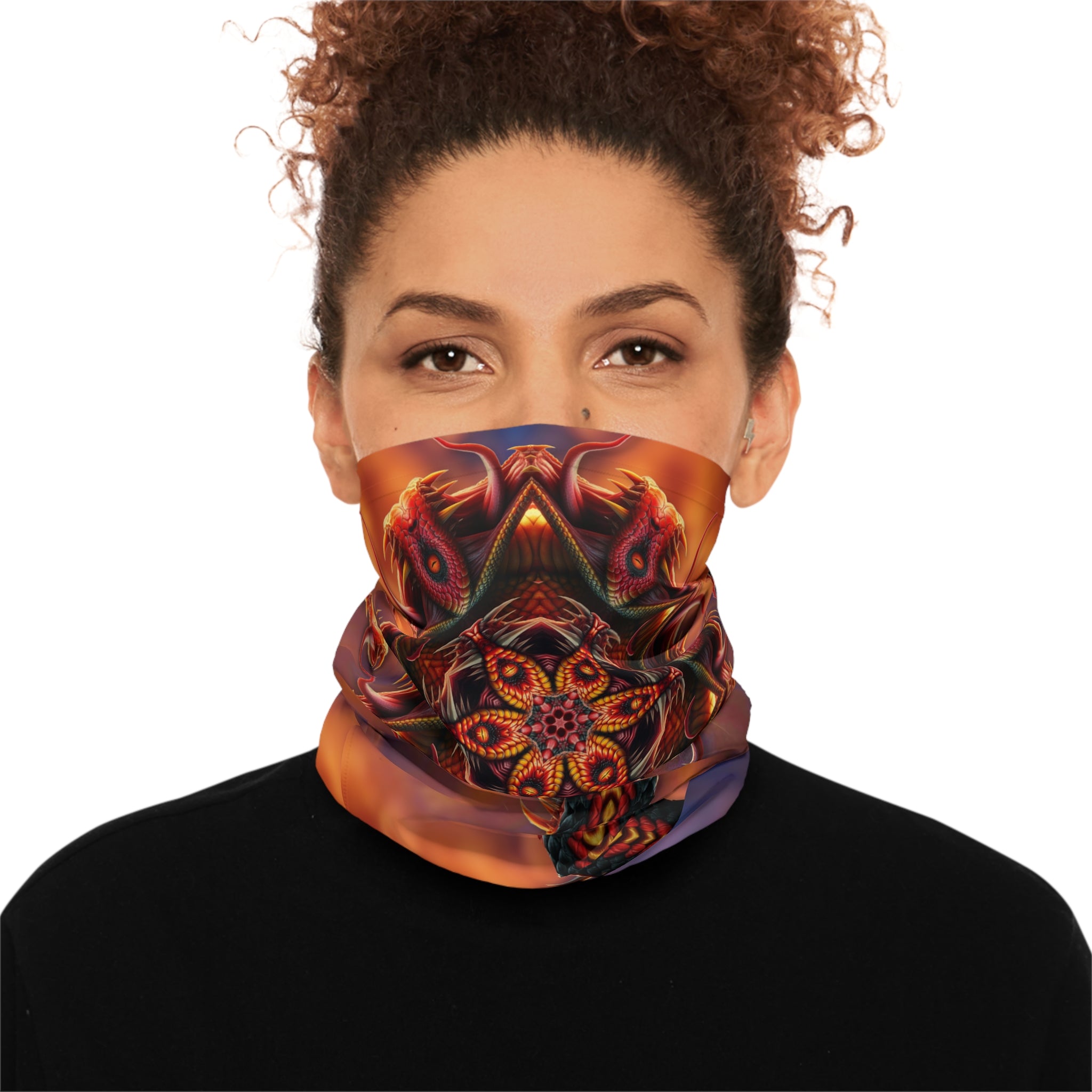 Serpent Bloom Neck Gaiter — Boho Festival Face Covering
