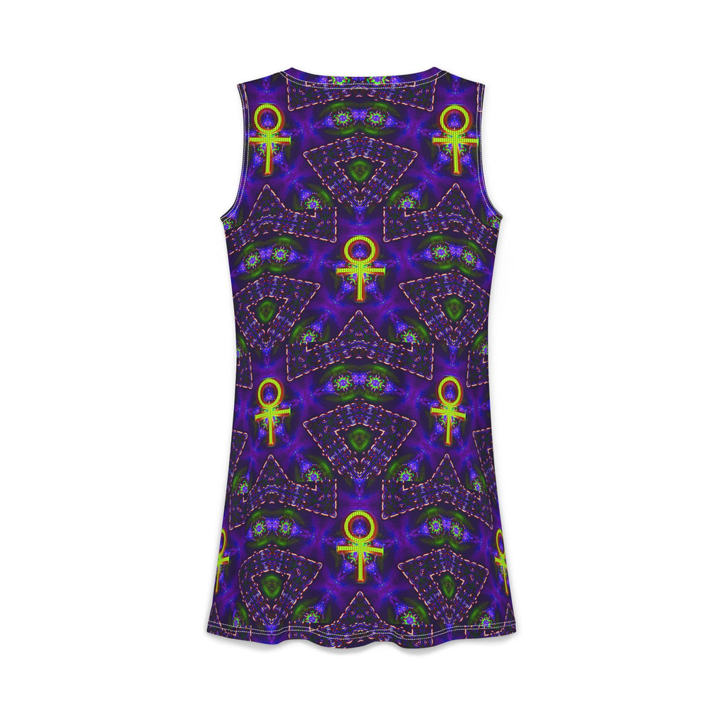 Telekatron Venus Mystic Ankh Casual Dress — Psychedelic Purple Spiritual Symbol