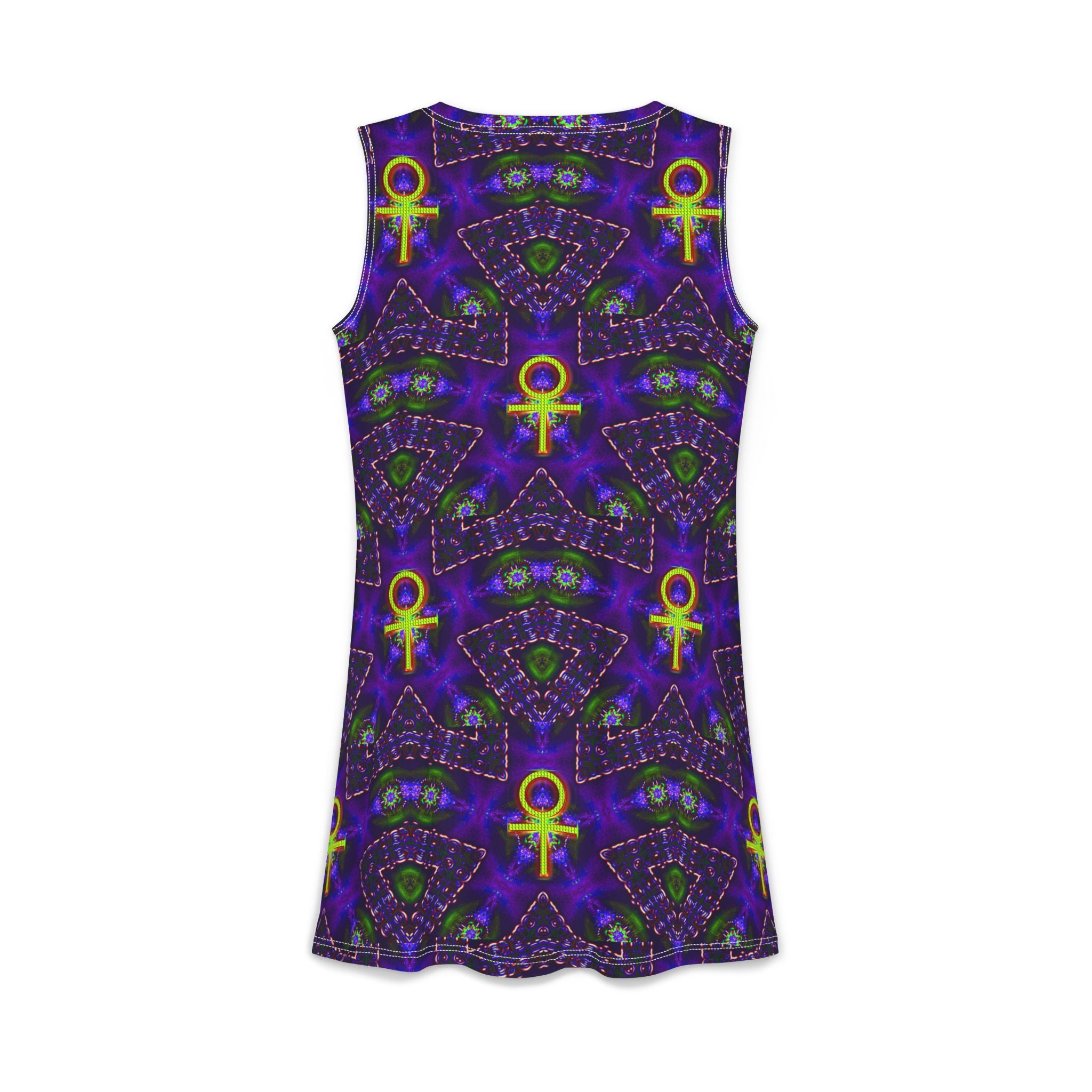 Telekatron Venus Mystic Ankh Casual Dress — Psychedelic Purple Spiritual Symbol