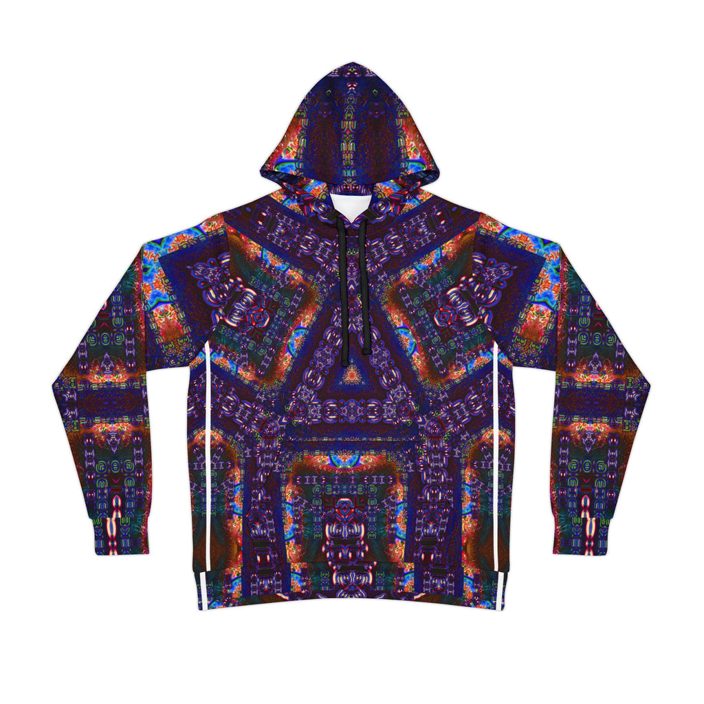 Telekatron Language Athletic Hoodie — Vibrant Geometric All-Over Print