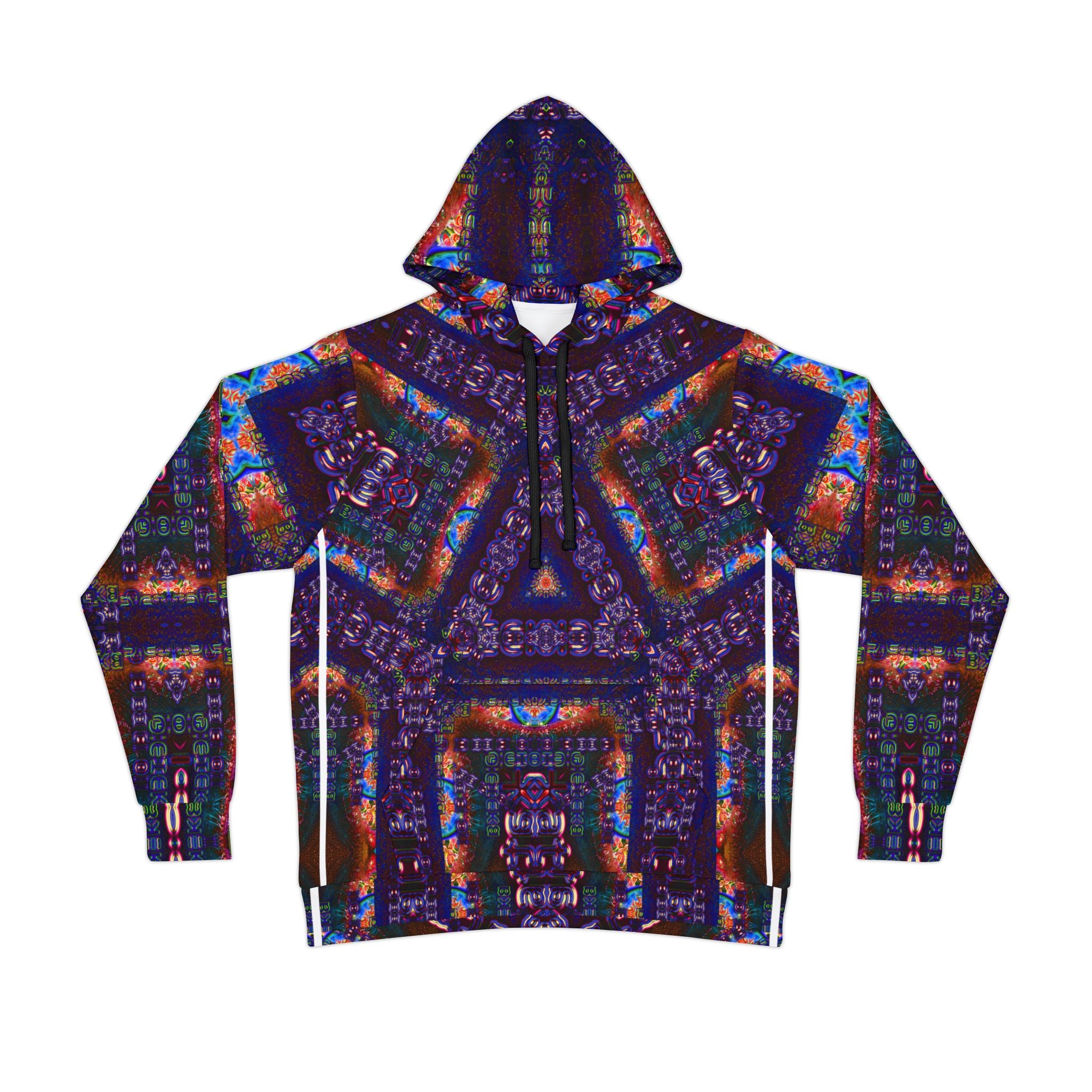 Telekatron Language Athletic Hoodie — Vibrant Geometric All-Over Print