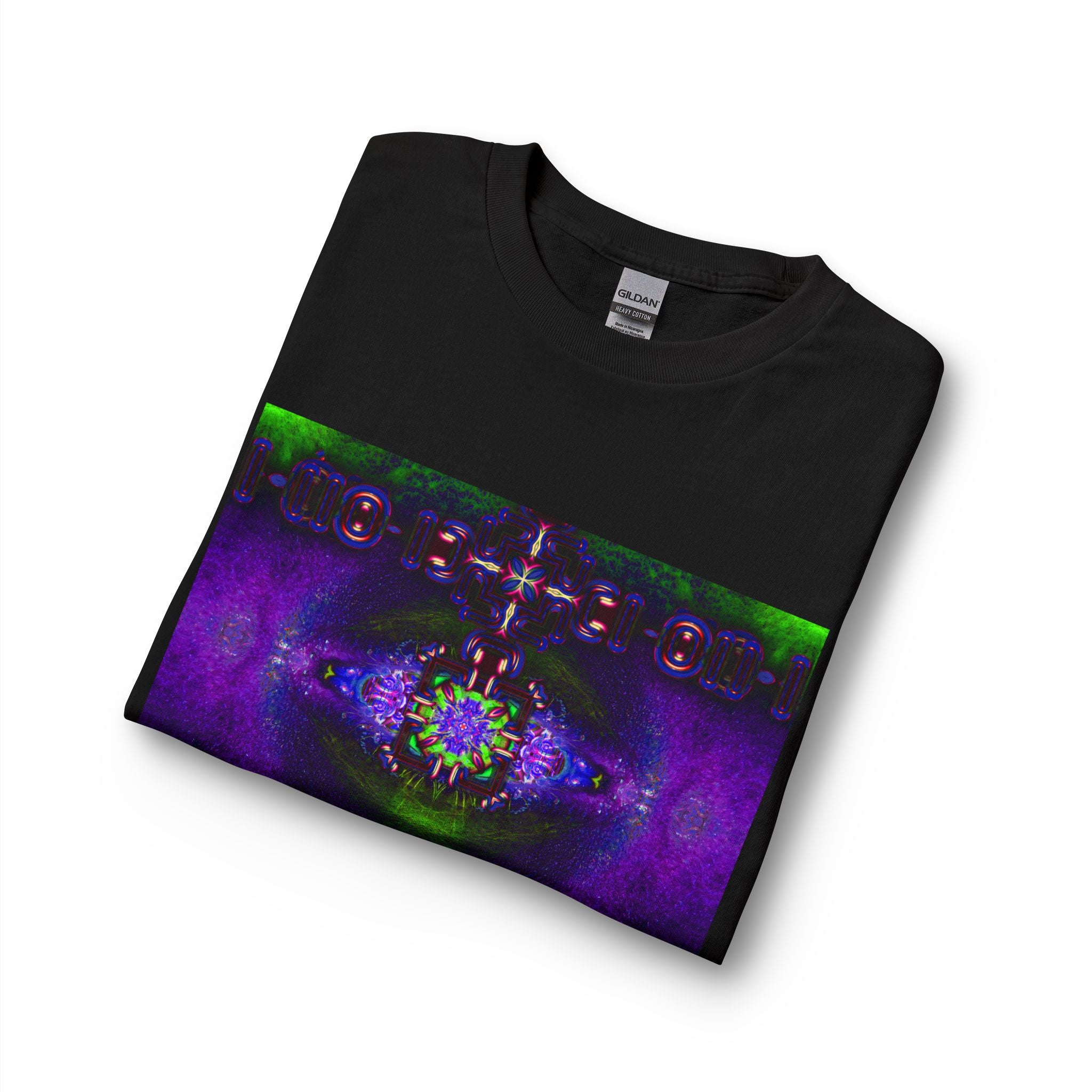 Cybersoul Eye Telekatron Long Sleeve Tee — Neon Purple Green Abstract Graphic