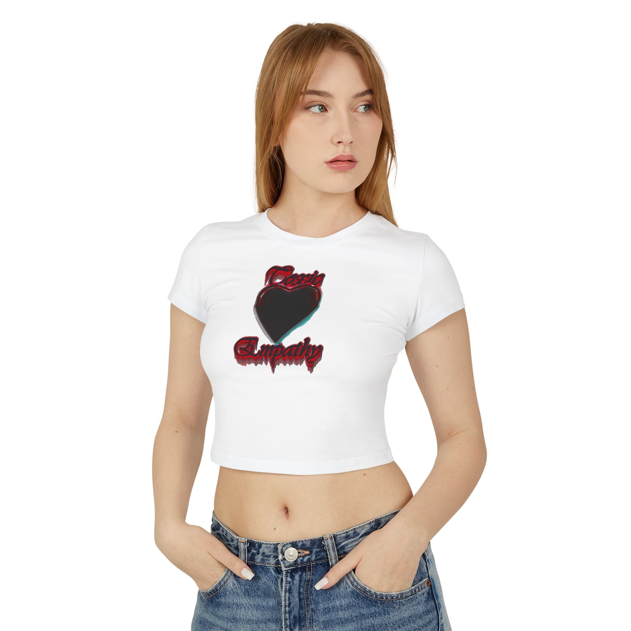 Women's Baby Tee — Black Heart 'Deadly Sympathy' Graphic Crop Top