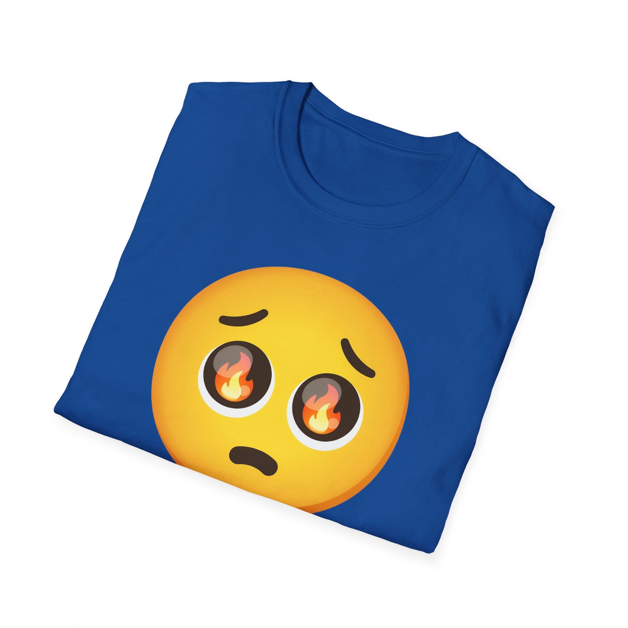 Flame-Eyes Pleading Emoji T-Shirt — Cute Fire Emoji Graphic Tee